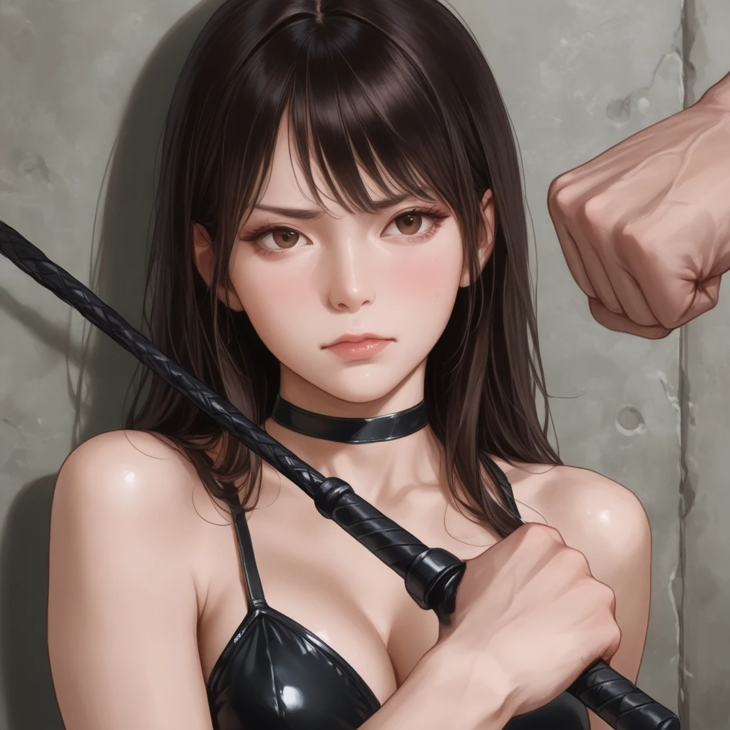 score_9、score_8_up、score_7_up,One girl、(((Tifa Lockhart:1.5)))、Erotic、Dark fantasy、Realistic style、Perfect female body、Small waist、Kneel、Big Tits 1.2、Beautiful breasts、Thighs、Curvaceous Body、lips、Long Hair、eyeliner、Eye lashes、Detailed eyes、Mature Woman、sexy、Cool face、View Viewer、(Painful expression、steam:1.1)、blush、(Detailed Hair、bangs、Dark Brown Hair、Fluttering Hair)、Stone Wall、Dark dungeon background、Brown eyes、FF7、Silver Earringan grabbing hair:1.2)、(Black collar and lead、Leather Harness Bondage Restraints、Tightly squeezed breasts、shibari、suspenders、Put your arms behind your back)、No correction、Sweaty、Wet、開いたlips、naked、(Puffy nipples)、High resolution、high quality、最high quality、masterpiece、HDR、Highest production valueasterpiece、((blowjob、deep throat、Huge penis in mouth、(Woman swallows man's penis、Penis in her mouth、Man grabbing his head:1.5)、male、A thick but not long penis、Vein Penis:1.1))、Semen on chest、Semen dripping from the penir.々Variations、At random angles、(Dynamic Angle)