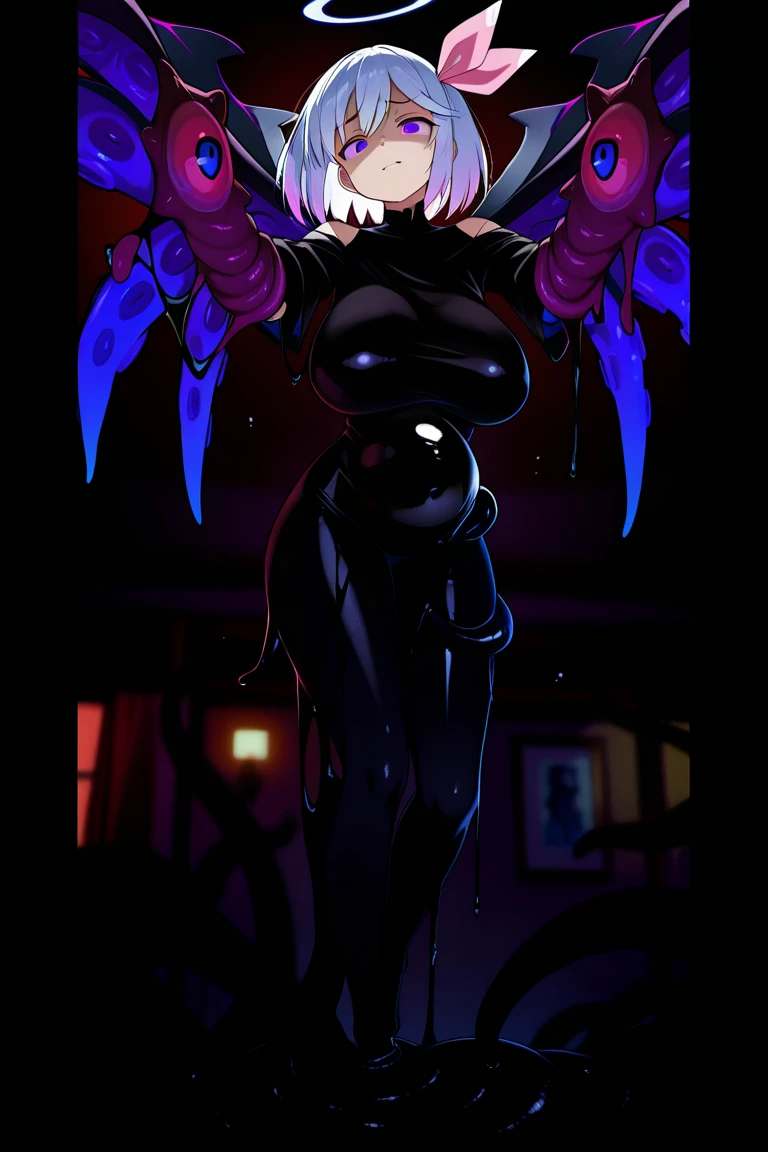 ecchi nsfw,ahegao, ecchi anime style (in lingerie, ecchi anime style, full body art, ecchi style, anime character; full body art, realistic - anime, ecchi, anime arts, seductive anime, high quality, best quality: 1.3)), wavy, 1 loli, solo, small breasts, looking at viewer, bare shoulders, open sleeves, hair over one eye, red eyes, side ponytail, a ponytail, loose collar, skull, ( (blue skin)), stitches, zombie, striped sleeves, stitched mouth, extremely detailed, highly detailed, perfect face, beauty, perfect eyes, ((skeletal arm, vivid tails, big butt, big lips)), baggy eyes, makeup , big eyelashes, cute, adorable, serious, ((leviathan: 1.3)), full body, (long skirt), in lingerie, ecchi anime style, full body art, ecchi style, anime character; full body art, realistic - anime, ecchi, anime arts, seductive anime girl, beautiful anime woman, ((loli)) nfsw
