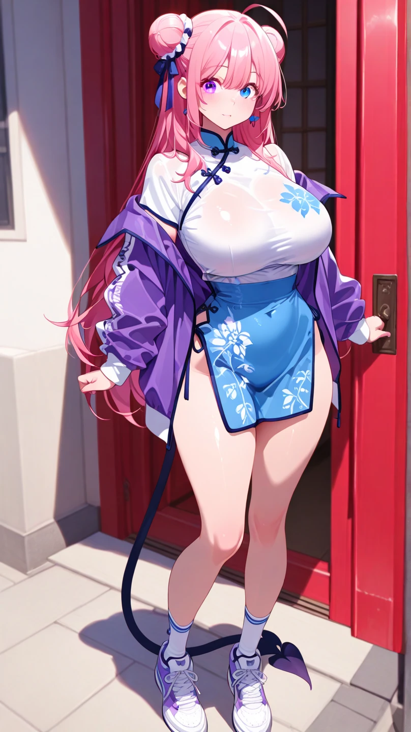 1 female,Attractive anime girl,whole body肖像,whole body,White lingerie,White short hair,Pale skin、Pale skin、Big boobs,较Big ,White sandals,