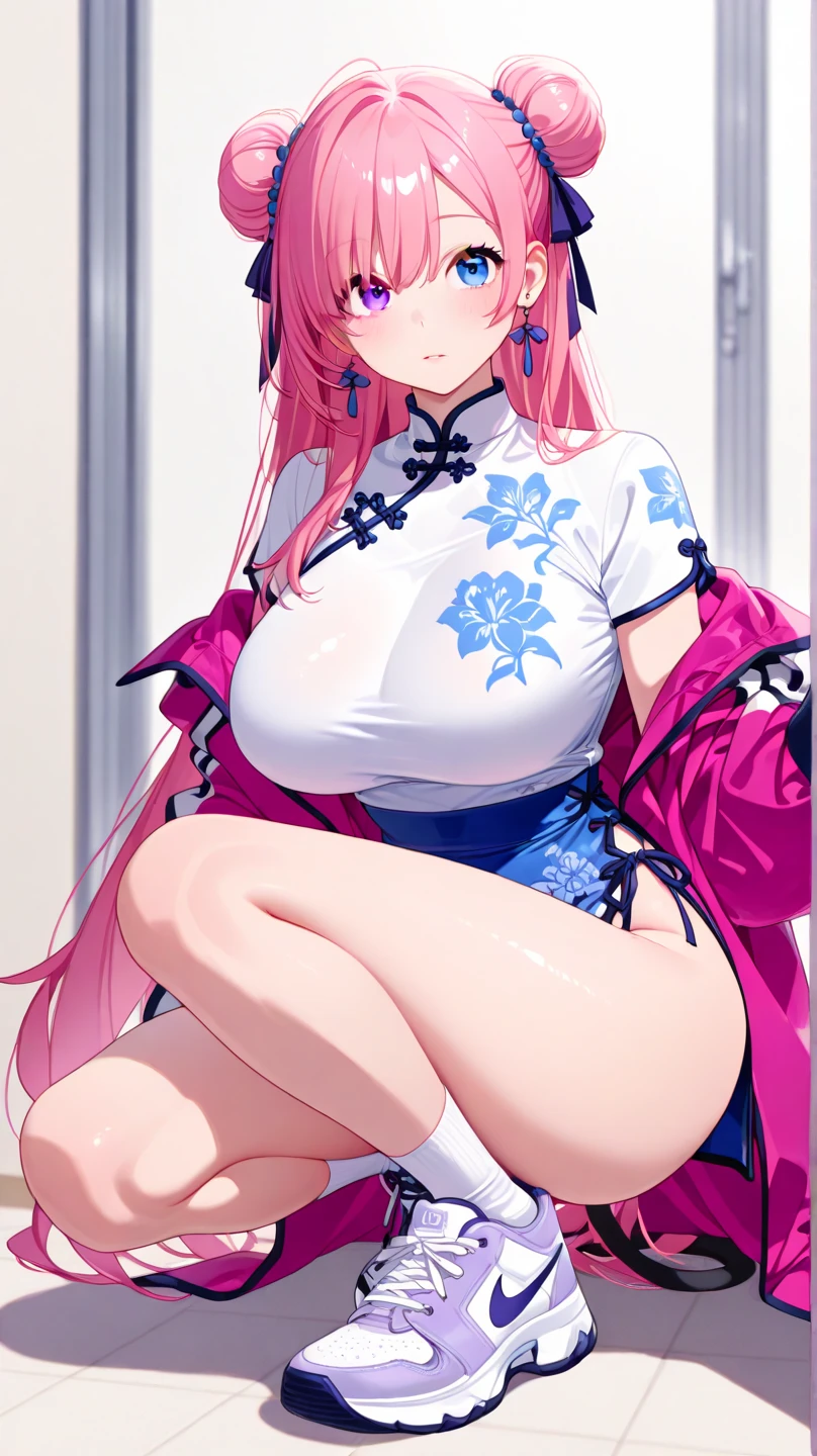 The upper part of the body,a sailor suit,Glows fair skin,Light smile,Raised sexy,chest circumference,big breasts exposed cleavage,from below,ass up wait,Colorful hair,White lace panties,White suspender stockings,female high-school student,JK,school ground,Many people watched,Take the initiative to lift the skirt,Walk away
