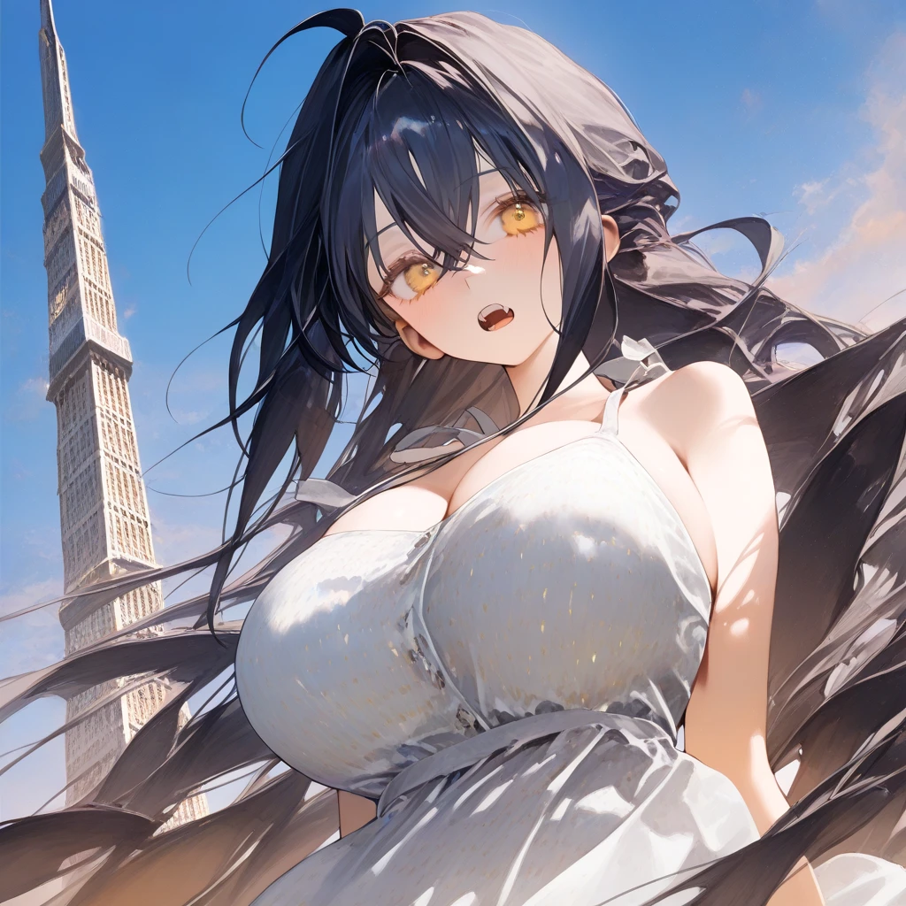 a 20 age chubby girl, your face has strong pink makeup, wearing a pleassed skirt, sleeveless top, darkgolden eyes, beautiful detailed eyes, sensual pose, suggestive pose, evil smile, very long hair, black hair, long black ponytail hair, light and transparent veil filling with charm and seduction, stunning beautiful artwork, maximalist, by artgerm, 8k anime artwork, 8k photo, trending on artstation. looking at the viewer, masterpiece, best quality