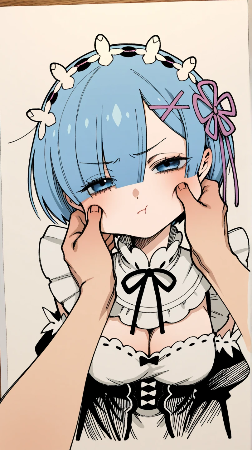 high quality、high resolution、High Depiction、One Woman、((In a Japanese-style room, a woman swallows a from the front until it is no longer visible, and is deep d semen overflows her nose and mouth.))、Cosplaying as the calligrapher Sano、Wearing fishnet tights、Are fat(1.6)、Wet(1.4)、{Drooping eyes(1.9)}、Dropeye、Blue eyes、Big Tits、Long Breasts are shaking vy up andight blue hair、Semi-long half-up、With a troubled look on his face, his eyes half-closed and his mouth sulking、(((Angle from the front))) (((One Black Man)))、(A large amount of semen is being scattered and released)、(Bigs)、(A man is gi a deep throat to a woman)