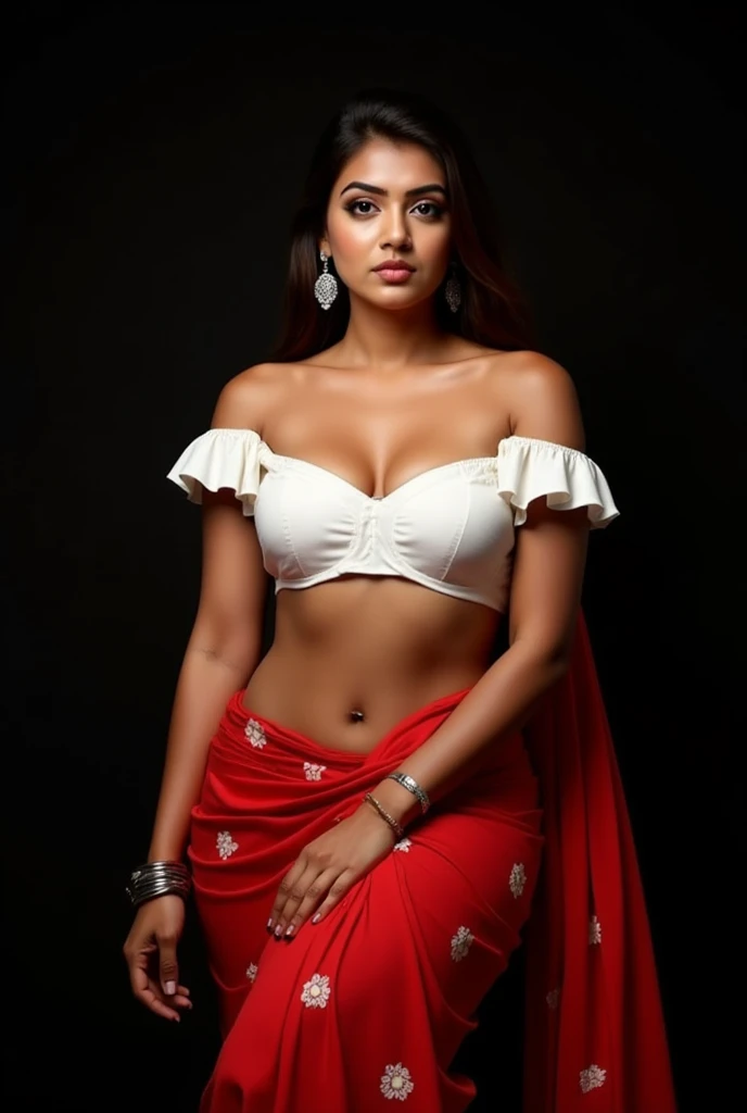 (night horror ambience) (scary bloody face)  blood, perfect eyes, fantastic but scary face, Indian, beautiful look, ((red lips, bright eyes, curve heir 1.5)), ((beautiful details very big breast )), (Straight round and ultra huge clevage, not sagging breast), sitting on a tree, A glorious gorgeous, glorious gorgeous face, pretty face, bright eyes, white saree, updo elegant hair, blurred gray tones background, ultra focus, face ilumined, face detailed, 8k resolution, painted, dry brush, brush strokes, razumov style and garmash style, full body, sexy open thin belly, night ambience
