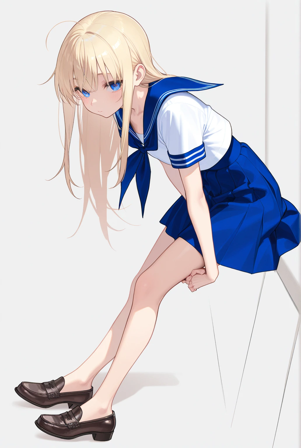 (Realistic, Photo realistic:1.2), ((Highest quality)), Shift the center of gravity backwards, Quite embarrassing, cuteパンティー, (Showing panties:1.4),Tight Skirt, (Super Skirt:1.3), (Please lift your skirt:1.3), (Squat:1.4), Place your heels on the ground, Please spread your legs a little, Squat,Knee Up, Get on the ground, Black Penny Loafers, Beautiful facial details, Real human skin, Front view, From belowのアングル, Realistic, Realistic, cute, Short skirt, Squatting on campus, cute school girl, Japanese school girl uniform, Sailor suit, whole body,(Viewer Display:1.2), from the front, From below, Perfect Face、Perfect Eyes, thin脚, thin, Perfect panties、Embarrassed look、thin太もも、Small Ass、Pee、Wet Panties、Reverse Shooting、Perfect skeleton、Droopy eyes