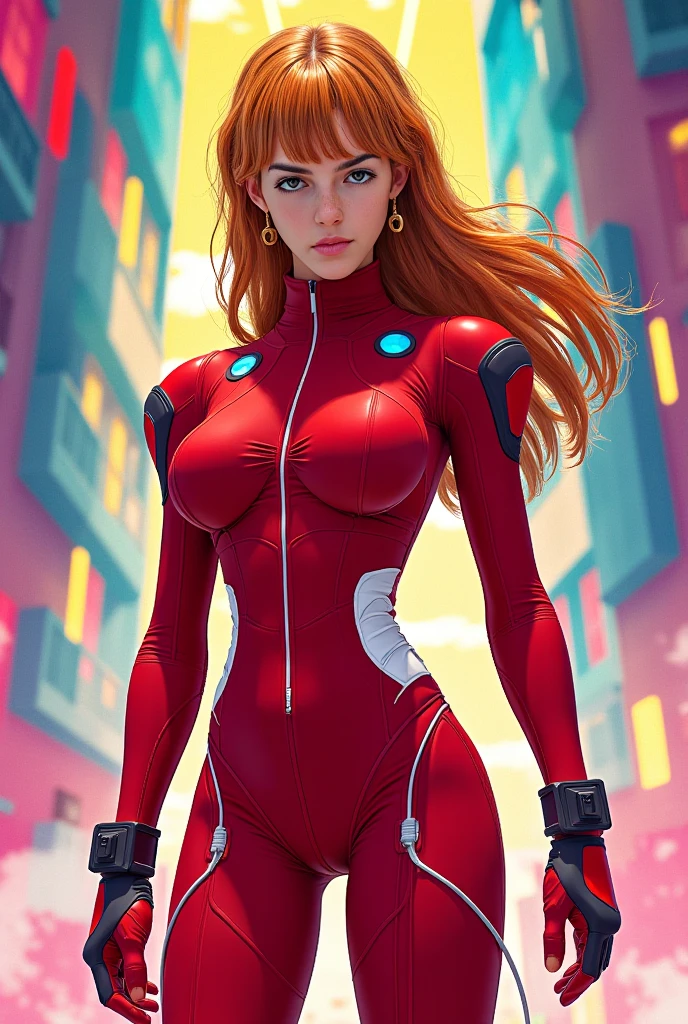 Realistic poster, woman 30 years, beautiful woman, proportional eyes, (realistic: 1.5), photorealistic, hyper realistic, (extremely detailed eyes), hyper detailed, red hair, wavy hair, soft lighting, (detailed background), background with extreme details, background alley of a dead-end street, sharp details, ((full body)), female spider-man, torn swimsuit in front, open costume revealing part of breasts, flushed face, female cosplay spider man, sexy white costume, medium bust, hard and protruding breasts, open legs