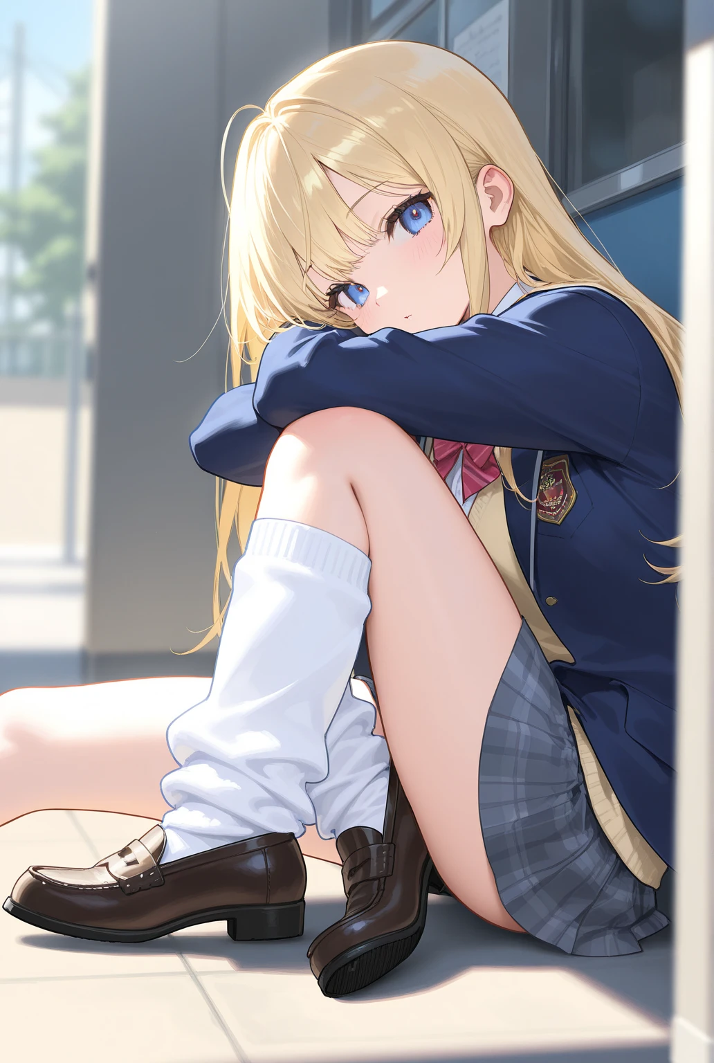 Wear loafers on bare feet,Sit on the ground,blush,Photorealistic 1;4,{{side parted under pony tail blond hair}},From Below,{{Beautiful large and medium sized breasts 1:4}},high quality panties,High quality bra,Locker in the back,{{high school girl}},Brown culottes,highest quality,From Below,{{Beautiful ass}},pretty girl,brush,High-quality backgrounds,Slanted Eyes,Detailed shirt chest wrinkles,{{{high school girl}}},BREAK,{{beautiful blue eye1:4}},BREAK,Five fingers