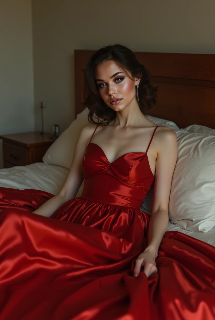 an icelandic woman with beautiful Delicate eyes, Beautiful and delicate lips, Extremely detailed face and skin, Pale skin, 18 years old,Wearing a red silk dress,medium long shot, Sitting on the sofa in the living room, beautiful, natural posture,Beautiful light and shadow，panoramic view, (long legs), (full body portrait). Beautiful photography，Long eyelashes, Good anatomy , Practical skin texture, Delicate eyes, professional, 4K, Wide-angle lens, Optical Depth of Field, Kodak Vision Color, Perfectly proportioned body, Extremely detailed, ultra-photoPractical, Practical, Post-Processing, Maximum details, Roughness, real life, ultra -Practical, Photorealism, photography, 8K Ultra HD, photography