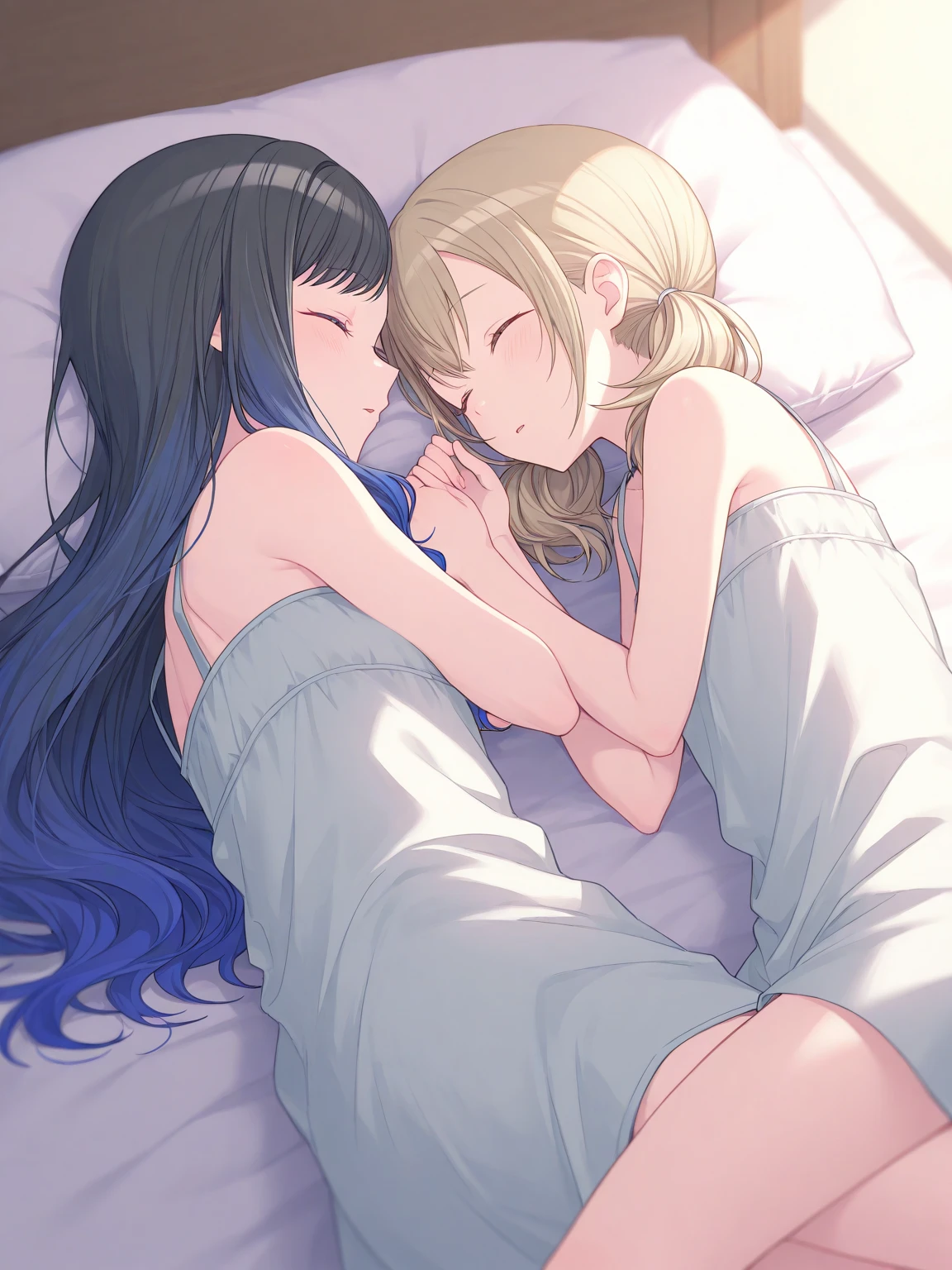 sleeping,3girls,((Hug)),Sleeveless sweater