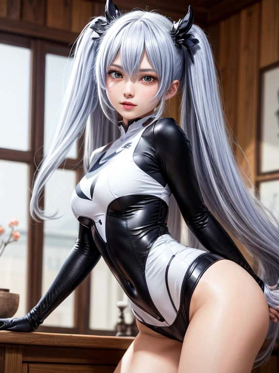 woman in skunk onesie in anime style