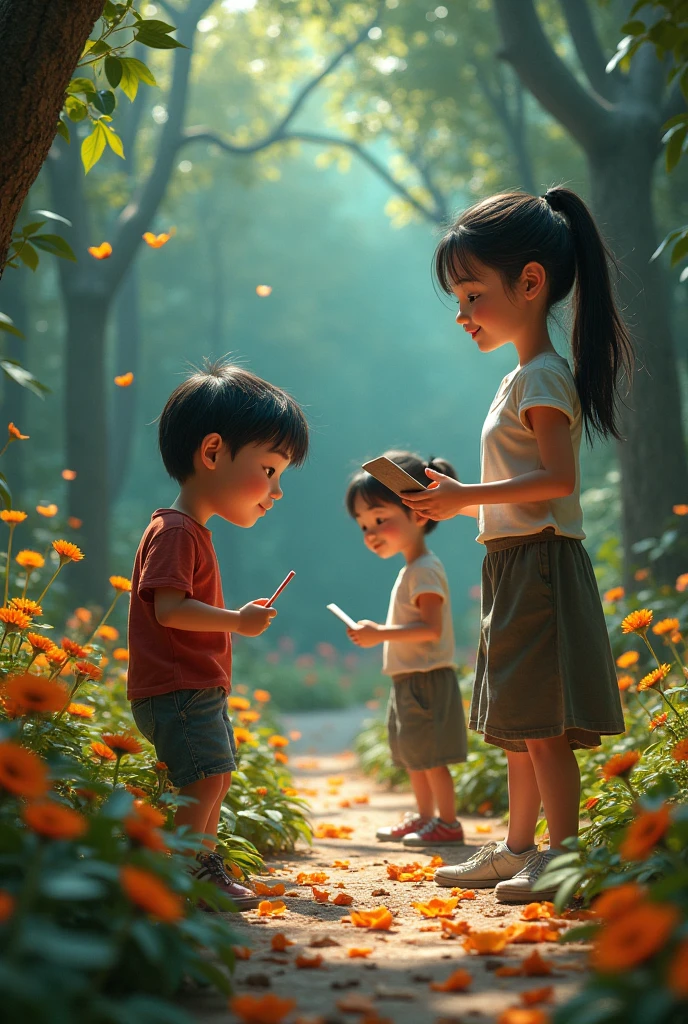 Virtual herbal garden explored by young kids include greenary