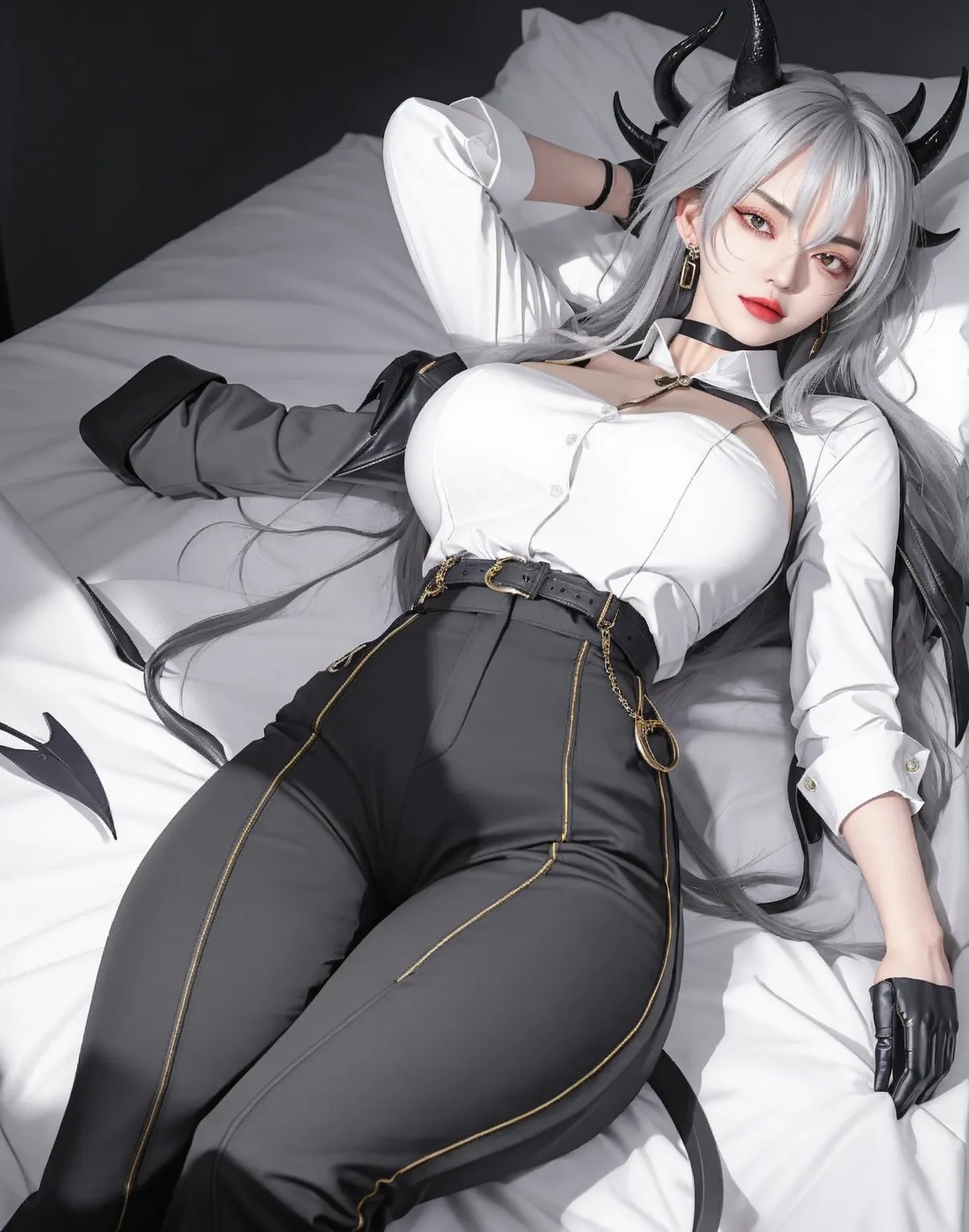 anime girl laying on a bed with her head on her hands, seductive anime girl, lying at the bed, guweiz, relaxed pose, laying on a bed, artwork in the style of guweiz, on my bed, anime girl, anime vibes, lying in bed, realistic anime 3 d style, laying back on the bed, attractive anime girl, close eyes,