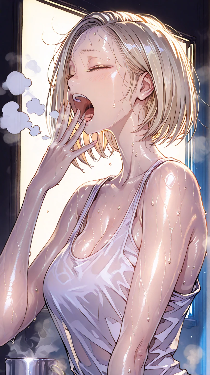 (nsfw:1.2), (((HHH))), a precious special eroticism porn scene, Express all her emphasized feelings through her facial expressions,
full color, ultra masterpiece, ultra high quality, photorealistic:1.3, ultra high resolution, described in ultra fine detail down to the minutiae, sharp, clearly, textured, depth of field, professional composition and lighting, (close-up shot),
sexy, sensual, erotic, eros, horny, sexually aroused, craving, (panting), sticky slimy, (raw), shiny, glaring, rich, pink, sexual ecstasy paradise, a flashy eroticism porn party,
top grade flashy:1.1 virgin killer courtesan, ((She is coming almost right in front of me)), (looking up and (enraptured:1.1 rapt:1.1 (half-open)) bedroom eyes to downward camera view)),
wearing wrinkled ((fine bright color (shiny super reflective (polished:1.5) metallic polyester) flashy lingerie mini bodycon dress)), (puffy nipples under the lingerie), (breasts spilling over the bra due to being tight), skindentation, Wedgie,
beautiful sexy face, detailed mouth:1.1, detailed too shiny lips:1.1, large firm breasts, oily wet translucent skin, messy loose (updo) hair, gold simple necklace earrings,
((blush)), (((sweat))), a little particle sweat drops, (((steam))), ((sigh)), ((((drooling)))), (((((ecstasy))))), ((((orgasm)))), (((ahegao))), ((((cum on body)))),
ecstatic attentive escort service, energetically, ((blissful:1.5 ecstatic expression:1.1)), oral vagina, Drooling slimy tongue, She took a libido booster and her sexual energy has increased, Give me her special H service that captivates boys, handjob gesture,