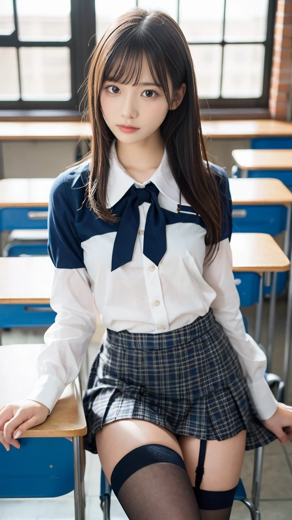 mix4, (16 K, Raw photography, Top image quality, masterpiece: 1.45), (realisitic, Photorealsitic: 1.37), one girls, 7.5, etc,cute little, A city scape,, profetional lighting, photon maping, Downtown Shibuya, physically-based renderingt, Gradient dark brown hair,pony tail hairstyle, a handsome, Well-groomed and beautiful eyes、二重まぶた、girl with, (((student clothes、Long sleeve shirt worn by Japan high school girl、Cardigan、neck tie、Dark blue mini skirt,、Dark blue knee-high socks、Black loafers))), Top Quality Photos, hight resolution, 1080p, (clearface), (Detailed face description), (Detailed hand description), (masterpiece), (Exquisite CG)、extreme light and shadows、dishevled hair、master work、abundant detail、(Fine facial features)、(top quality photo)、(masuter piece)、(A detailed eye)、Look in front of you、Fine clavicle、((Slender big))、(((Japan schoolgirl wears a long-sleeved shirt)))、((Neat and clean idol))、((Gingko tree-lined shopping street))、(Shooting from random perspectives)、(((Anyway cute)))、耳Nipple Ring、A big smile、Drawing the whole body from the knees、Do not draw nasolabial folds、(((Sports bags used by Japan schoolgirls)))、(Big breasts that hang down big:1.2)、Big buttocks with tension、Two arms and two legs、(((from the front side:0.4)))、bare hand、