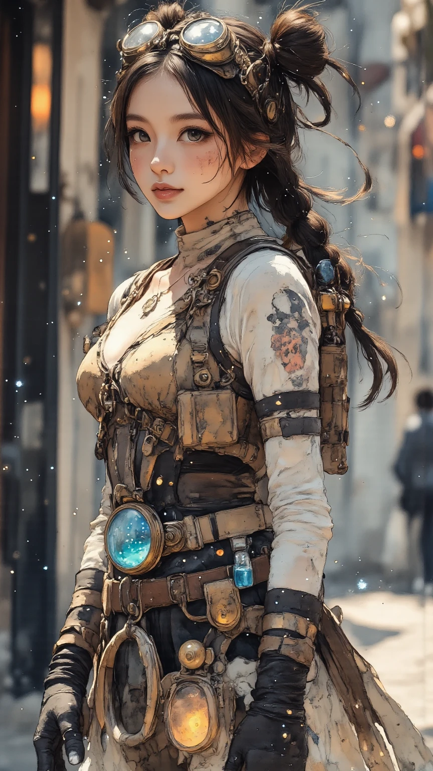 a girl, war, special effects, magician, detail, monster, cinematic lighting, atmospheric perspective, 8k, super detail, high detail, high quality, high resolution, masterpiece