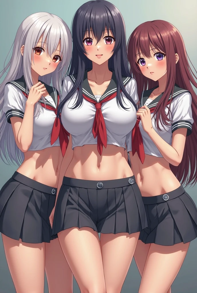 (master piece, high quality), (multiple girls), , locker room, (white pantchool shirt, (group selfie), wide angle, soft light,Press against chest,Crushed chest,crotch grab,A girl is masturbatin