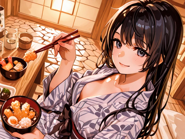A girl in a micro bikini making yakitori Sunburn