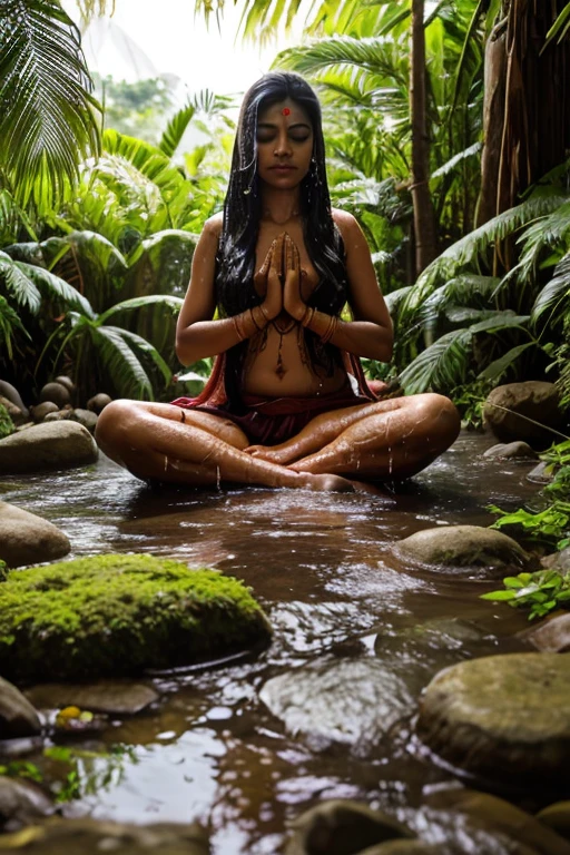 melhor qualidade, 8k, High definition, ultra-detalhado), vivid colors, Retratos, Caribe, Reggae, ilha, Warrior Stream, Natureza, Roots of music, Trees with exposed roots, morena raiz do reggae com dreadlocks coloridos, relaxed expression, fundo tropical, warm lighting