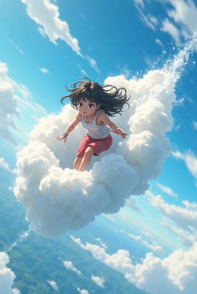 floating 10 meters, floating in the air, smile politely, magical girl