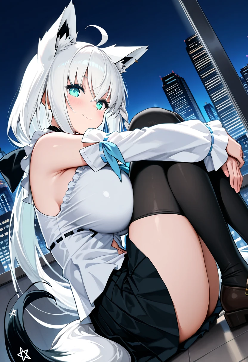(tuxedo jacket), (white leotard), smiling(short height)(young girl), (black bunny ears), (huge round breasts)(big boobs), narrow waist, belly button, small hips, (bare hips), (thin legs)(bare legs), (thin thighs)spread, (white high-heel), (silver ponytail)(white ribbon), (Highly Detailed CG Unity 8K Wallpaper) (Better Quality) (Better lighting)