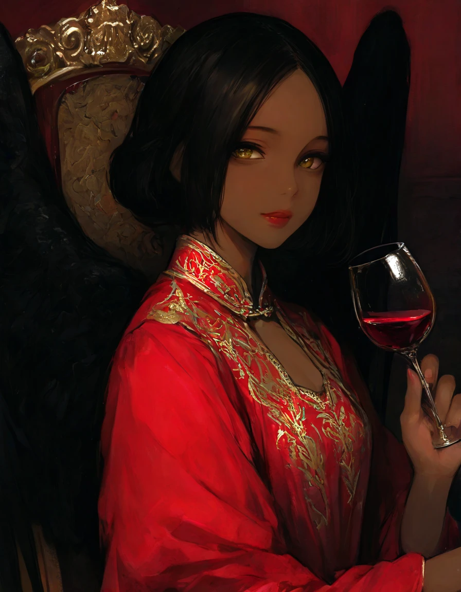Antique pictures,Charming beauty,Sit at the wine table,Holding a wine glass,Clavicle microscopy,The eyebrows are affectionate,Red lips slightly opened,Beautiful looks,Temperament is better。