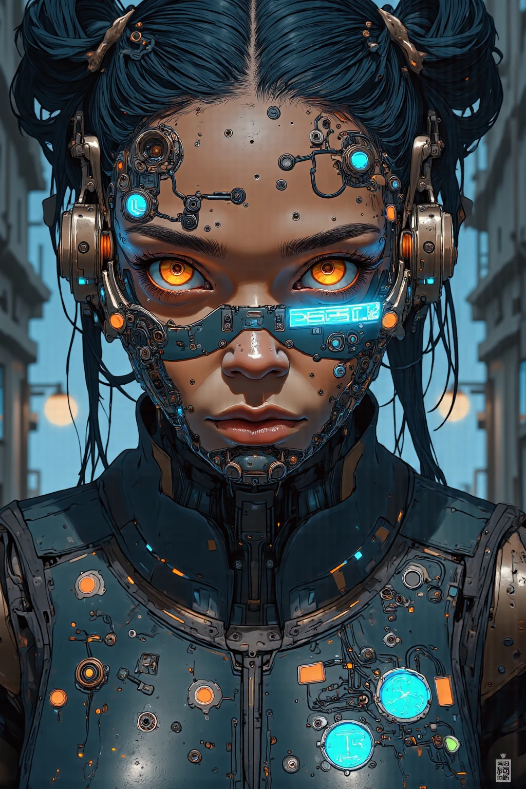 (highly detailed:1.2),(best quality:1.2),8k,sharp focus,(subsurface scattering:1.1),(nsfw:1.1), (award winning photograph:1.2),1girl, (many many detailed black tattoos on face:1.2), by emb-rrf-low,(many many thick black dark tattoos on body nose and eyes:1.2),(close shot:1.2), (separation of face segments:1.1), (deep seams on face and body:1.2)
(beautiful cyborg with scifi laser gun:1.3), (shooting lasers at enemy robots:1.3), (dynamic action pose:1.2),  neon glow under the skin
(very detailed clothes:1.2), (highly detailed background:1.3), RPG, Elden Ring, (scifi:1.2), (hyperrealistic:1.2), dramatic lighting,artstation, artgerm, greg rutkowski, alphonse mucha, trending on artstation, trending on deviantart, wlop
