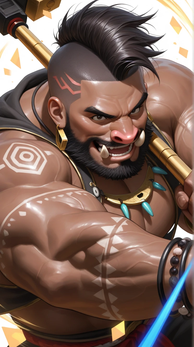 SemiMuscular, male middle aged, belly, (anthro monkey:1.3), thin beard, dark brown skin,((hairy torso, hairy arms,):1.5), hairy belly, pole dancing on a stage:1.2, dynamic light, shirtless, dreadlocks, brown and green hair and beard, harem pants, bulge, extremely hot and sexy, sexy moves, Daddy figure, hot daddy, by darkgem, by zixiong, by glitter trap boy