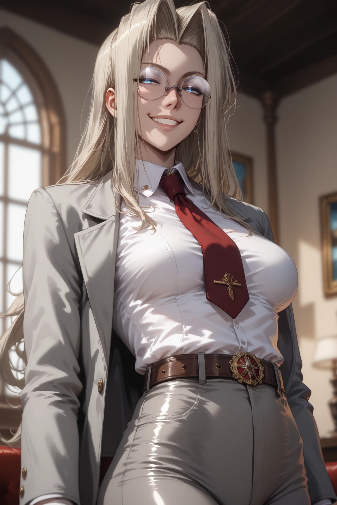 , (1girl), extremely detailed, d, perfect face, upper body, HDR, hellsing, integra, integra hellsing, standing, breast focus, breasts, large breasts, bare breasts, naked, nude, boob window, sexy, wide hips, thicc figure, Detailed blue eyes, Detailed face, Detailed eyes, perfect face, perfect eyes,