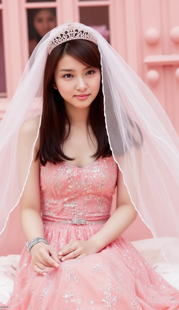arafed woman in a pink dress posing for a picture, bae suzy, translucent dress, ethereal and dreamy, dreamy and ethereal, lee ji-eun, lee ji - eun, jinyoung shin, heonhwa choe, wearing organza gown, beautiful young korean woman, gorgeous young korean woman, jaeyeon nam, beautiful south korean woman, seseon yoon, random body orientation,