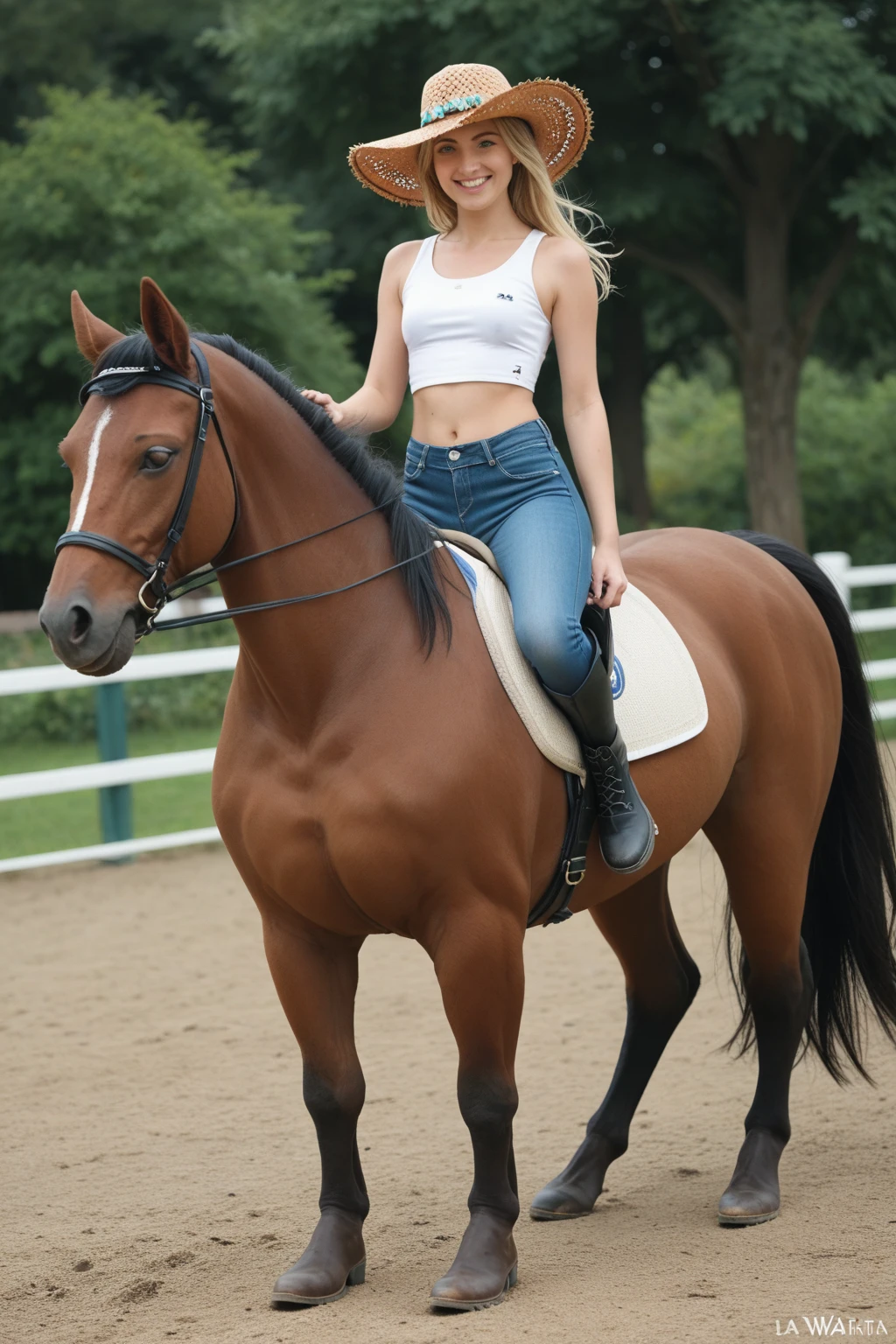 masterpiece, 最high quality, 18 year old girl,Pink Hair ,short hair,alone, ,Facing forward,smile,Smile,high quality,mini skirt,horse riding