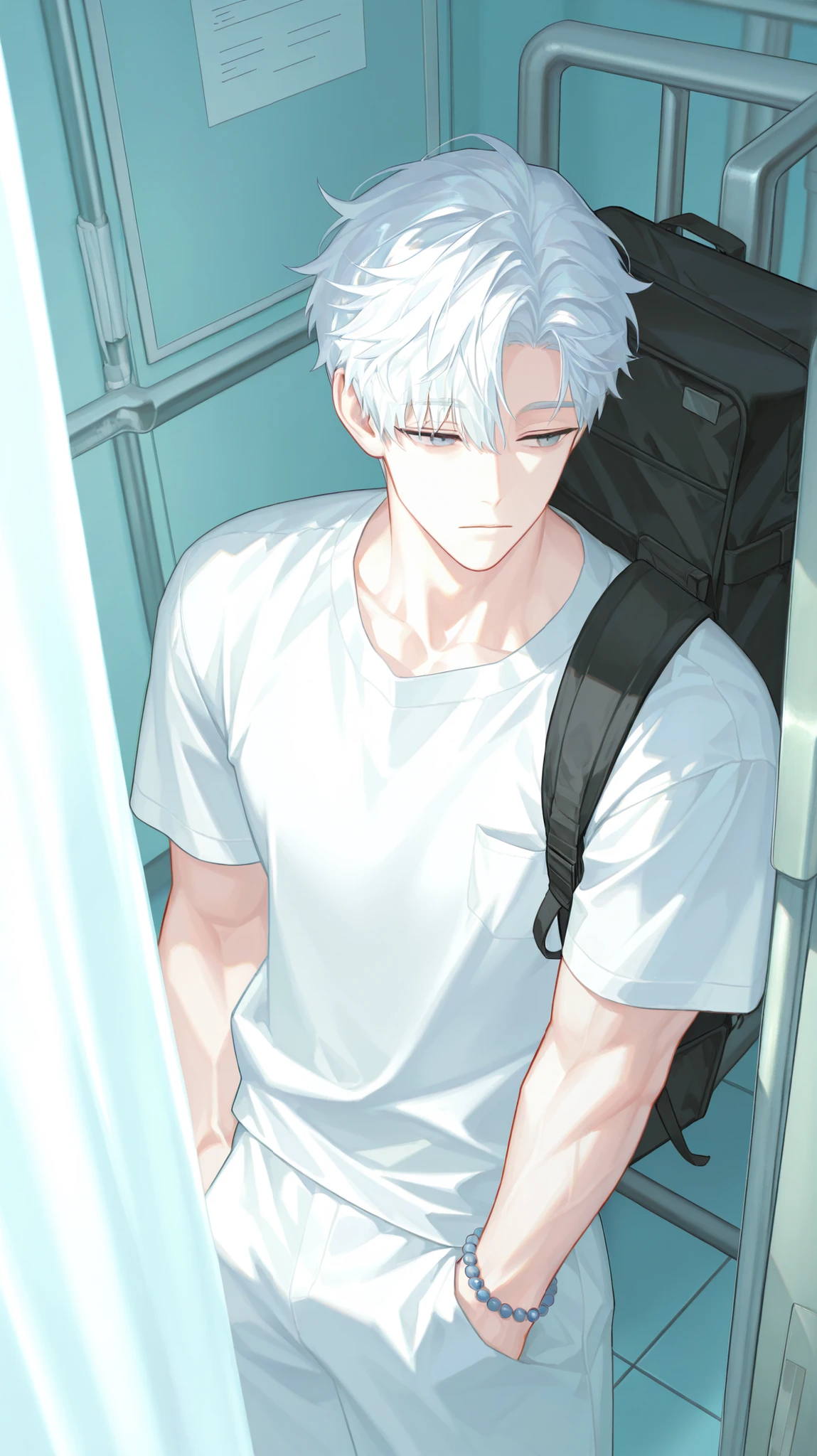(8k、Best image quality、Highest quality、masterpiece)、Detailed face、One Girl And One Guy、Hetero、Pixie Short Hair、Black Hair、Heart Pupil、Wicked Smile、(steam, sweat, Grin)、(White oversized long shirt:1.3, Short sleeve、Bra straps、Off the shoulder), No underwear、Cowboy Shot、entrance、Door opening pov, Subjective、NTR, I saw it through the gap in the door、Peek、、(A half-naked, muscular, big black man hugging her from behind:1.5, from the front、Facing forward:1.5), indoor、entrance、Detailed people、Detailed Background、Look away