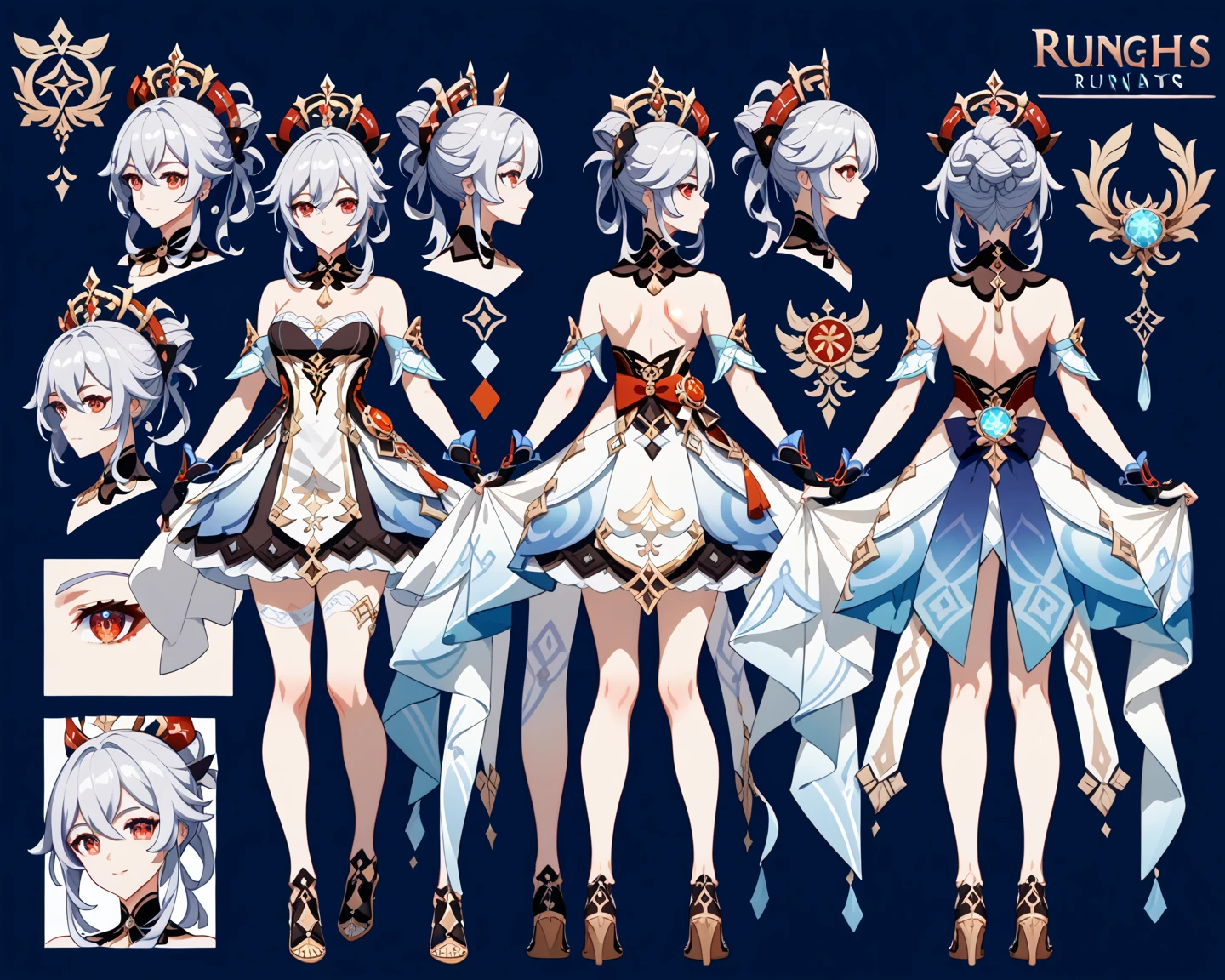 ((table)),(((Best quality)),(Character Design Sheet, same character, Same outfit, FRONT, Side, rug), illustration, 1 girl, Regular clothing of the 21st century., ( background, White background: 1.3), No much exposed skin