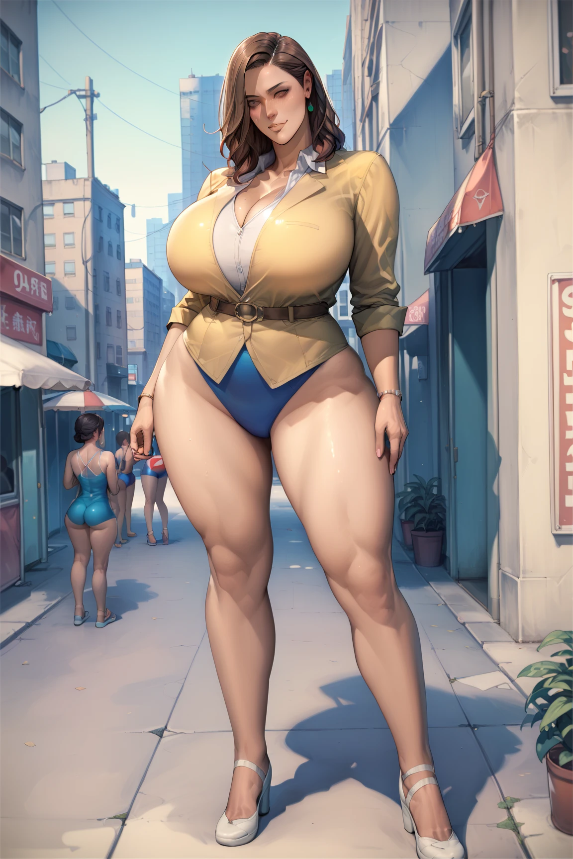 (masterpiece, best quality:1.2),  noodle (gorillaz), full-body shot ,black hair, 1girl, streaked hair, black eyes, multicolored hair, bangs, parted lips, breasts, small breasts, bob cut, thick thighs, cameltoe, dark background, black nails, ((high heels, white lingerie, barefoot)), pubic hair, masterpiece, best quality, absurdres, highres, 4k, ray tracing, perfect face, perfect eyes, intricate details, highly detailed, (best quality:1.33), (masterpiece:1.42),(semi realistic:1.3), (detailed:1.15),(skin details), Dappled Light, analog style (look at viewer), (skin texture), (realistic texture skin), cinematic light, side lighting, ultra high res, best shadow, RAW, (Dutch angle:1.1), lightroom, cinematic, hdr, raw, (intricate:1.4), high quality, soothing tones, intricate details, low contrast, extremely high quality RAW photograph, detailed background, intricate, Exquisite details and textures, highly detailed, ultra detailed photograph, warm lighting, 4k, sharp focus, high resolution, detailed skin, detailed eyes, 8k uhd, dslr, high quality, film grain, Fujifilm XT3, 
Rainy Day: The diffused light and wet surfaces on a rainy day can create a moody and atmospheric environment, perfect for capturing reflections and street photography.,