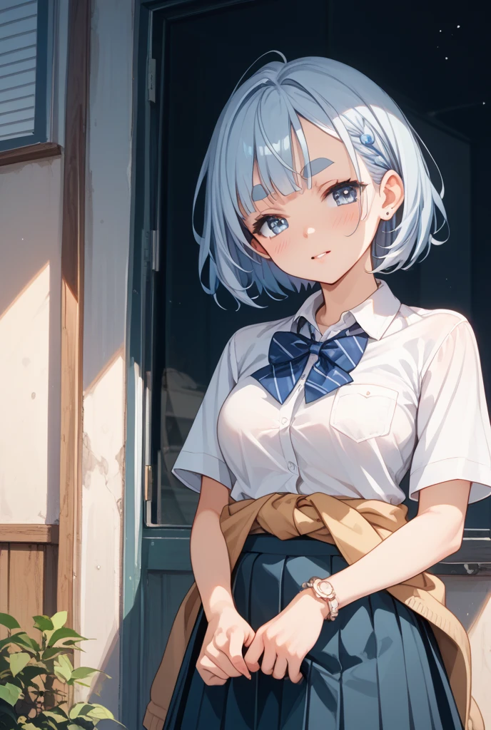 kujikawadef,twintails,,black serafuku,long sleeves,skirt,thighhighs,jewelry,earrings,standing,
best quality, highly detailed, masterpiece, absurdres,8k, photorealistic, realistic,detailed skin texture,detailed pupils,HDR,natural lighting,
1girl,solo,(happy:1.1),(smile:1.2),shorthair,brown hair,(angular face:1.2),shiny face,large breasts, narrow waist, lip makeup,