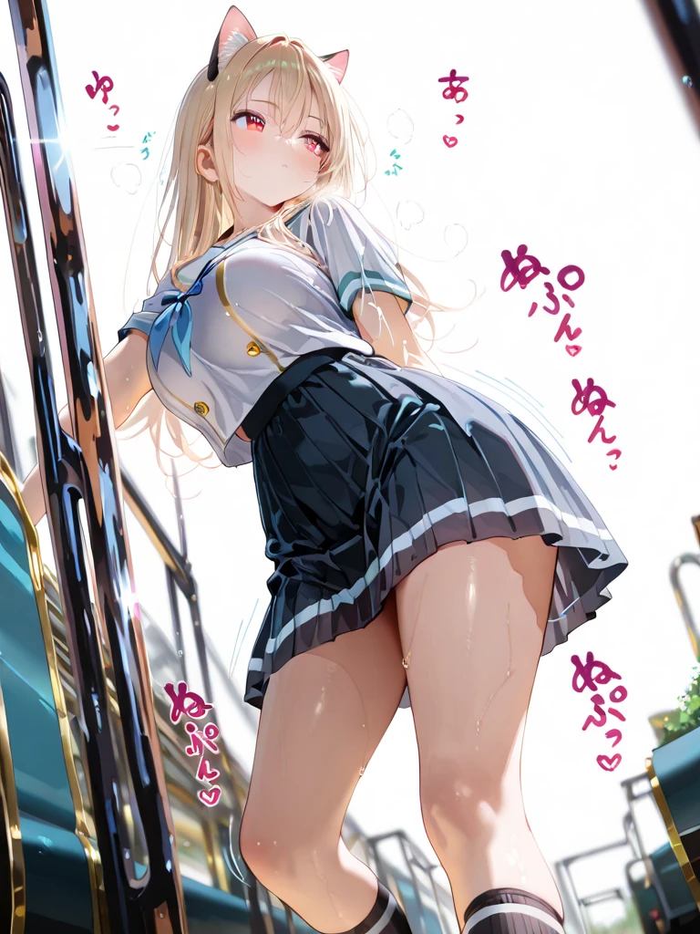 , Skirt flip, real cotton panties, Get wet