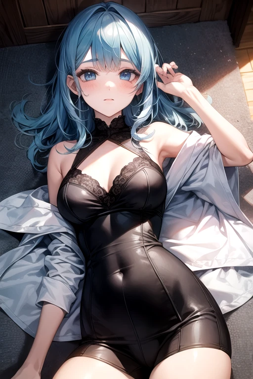 Character Details:, - Gender: 1 Girl.
- Style: Anime, - Body Type: Attractive body, slim body, nice legs, slim tights, nice arms, nice shoulders. - Breast: (Small Breast:1.2), Cleavage, (Nipple).
- Facial Feature: Beautiful, Gorgeous, Young.
- Expression: Shy, (Horny:1.4), Pink Blush on Face, Sexy Eyes, Sexy Look, (Sweating:1.4), Innocent Look, Tipsy. - Hairstyle: Blunt Bangs, Long Hair, Light Blue Hair
- Clothing: (Sweater:1.5), (off-shoulder:1.6), (Stocking:1.4). - Body Pose: (Arched Back). - Behaviour: Waiting, Want Something, Secretly.
- Accessories: Earrings., Environmental Details:, - Setting: Bed Room., - Lighting: Natural Light, - Decoration: Modern Bed, Chair, Window, White Curtain, City View. Top view. pov, anime style, UHD, retina, masterpiece, accurate, anatomically correct, textured.