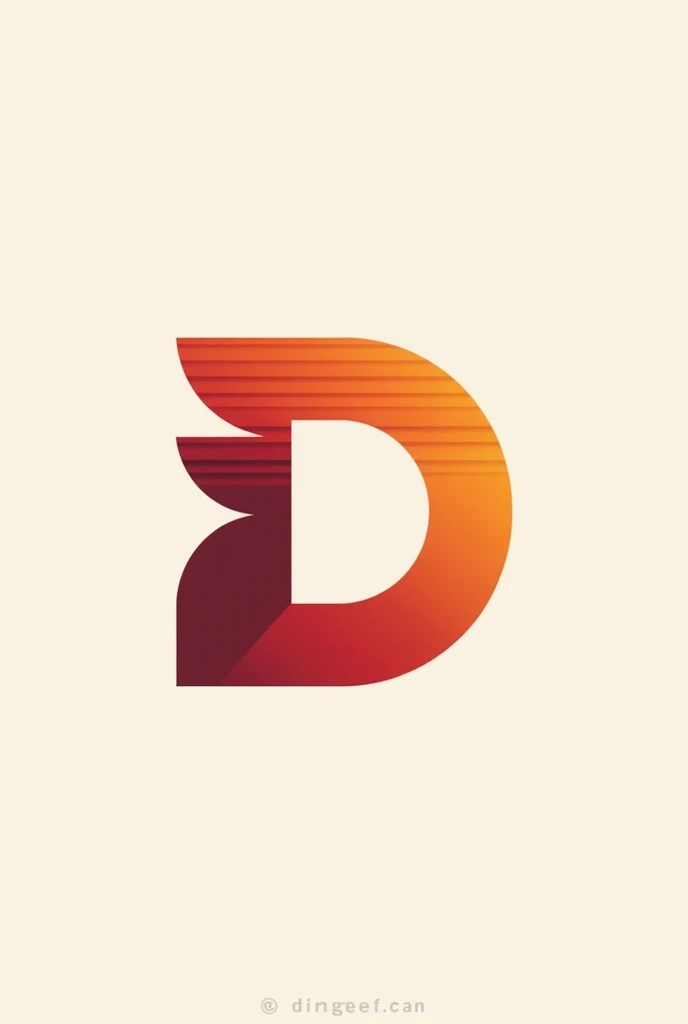 Red logo with yellow and a bit of orange with the letter D with an orange background