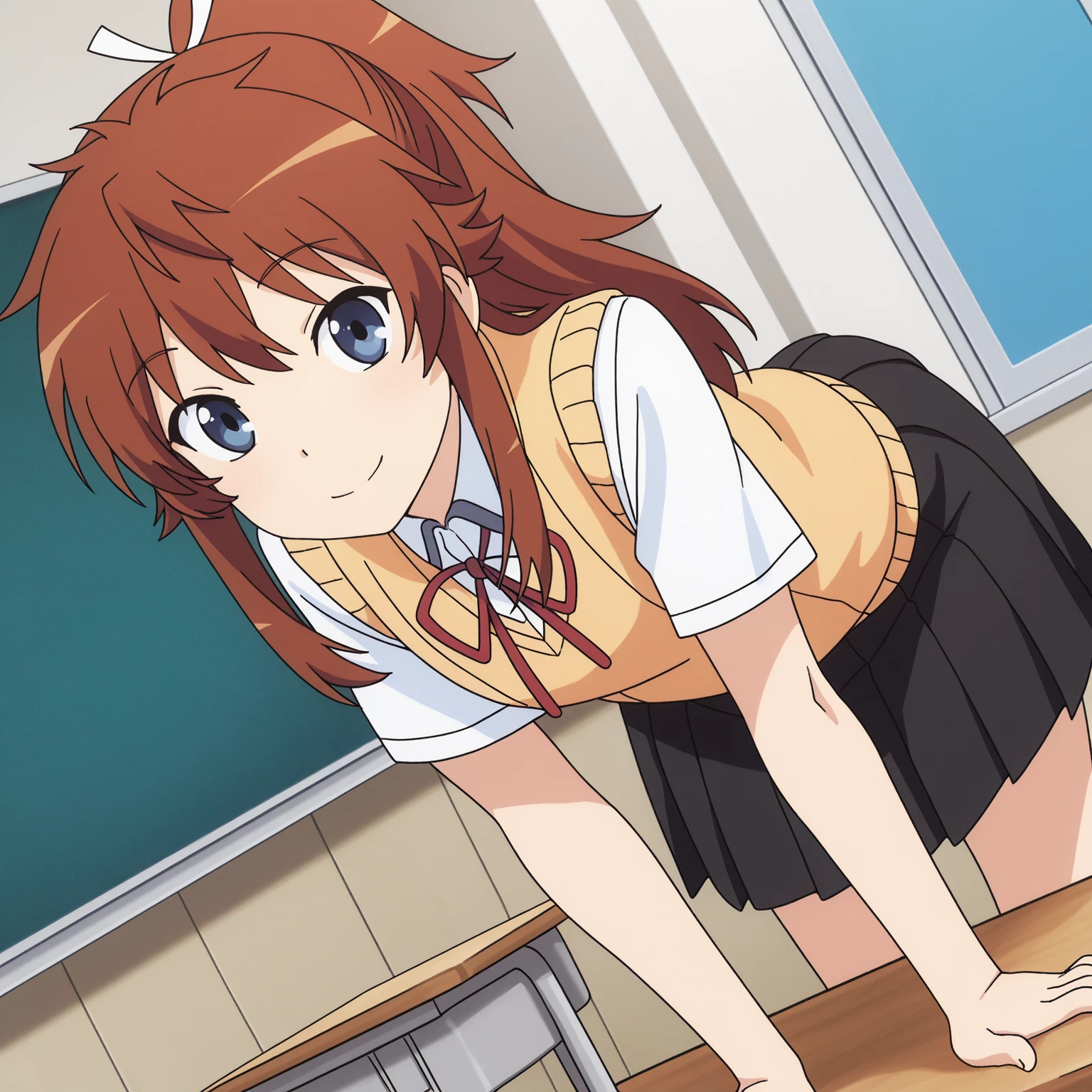 1girl, asuna \(sao\), sword art online,full body,((Sexy)),stick out butt,gym uniform, gym shirts, white t-shirts, ((buruma)),class room,masterpiece, best quality, absurdres,