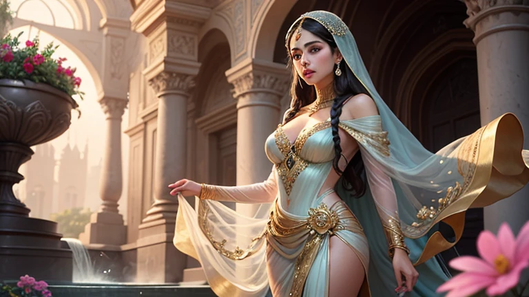 In a massive rocky cave, the scenery is dominated by the presence of abundant gold, silver, and jewels. The cave is illuminated by a radiant golden light, adding a touch of ethereal beauty to the surroundings. The gleaming treasures create a mesmerizing glow, casting vibrant reflections on the rugged cave walls.
As the focal point of the scene, a baby Oriental dragon stands guard over the precious treasures. With its scales shimmering in various shades of green and turquoise, the dragon emanates an aura of mystical power. As it breathes flames, the cave is filled with a warm and fiery glow, creating a sense of both awe and protection.
In the midst of this enchanting setting, a beautiful woman gracefully holds a gleaming sword in her hand. Her presence evokes a sense of elegance and bravery as she stands tall among the riches, her eyes shining with determination. The woman embodies both grace and strength, ready to defend the precious cache at any cost.
The cave's interior reflects a harmonious amalgamation of natural and man-made elements. Stalagmites and stalactites adorn the walls, adding a touch of organic beauty to the rugged surroundings. The cave's interior is both vast and intricate, with hidden tunnels and secret passages waiting to be explored.
The overall image is of the highest quality, capturing every minute detail with precision. The artwork is a masterpiece, showcasing ultra-detailed textures and vivid colors. The prominence of the gold, silver, and jewels is enhanced by the light and shadow play, creating a scene of unparalleled beauty and opulence.
From an artistic standpoint, this depiction merges elements of fantasy and realism, immersing the viewer in a world of wonder and adventure. The narrative evoked by the scene is a tribute to the imagination, inviting observers to delve into the magic and mystery encapsulated within the cave.
The color palette exudes richness and warmth, with hints of golden hues spreading throughout the scene. This choice of color enhances the opulent and mystique atmosphere, reinforcing the idea of hidden treasures and ancient tales.
The lighting within the cave bathes the scene in a soft golden glow, accentuating the textures and emphasizing the precious nature of the jewels and treasures. The interplay of light and shadow adds depth and dimension to the composition, rendering it with a captivating and cinematic quality.
In summary, the prompt is as follows:
"A massive rocky cave, filled with gold, silver, and jewels, gleaming with a golden light, guarded by a baby Oriental dragon breathing flames, and a beautiful woman holding a sword.
(best quality,4k,8k,highres,masterpiece:1.2),ultra-detailed,(realistic,photorealistic,photo-realistic:1.37), HDR, UHD, studio lighting, ultra-fine painting, sharp focus, physically-based rendering, extreme detail description, professional, vivid colors, bokeh.
portraits, landscape, fantasy, realism, gold, green, warm lighting."