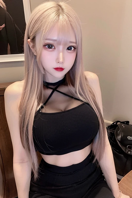 ((Best quality, 8k, Masterpiece :1.3)), 1girl, Pretty woman with emphasizing accentuated super huge enormously gigantic breasts:1.3, (pink hair, random hairstyles :1.2), undersized tank top and mini shorts:1.2, Ultra-detailed face, Detailed eyes, Double eyelid, armpit
