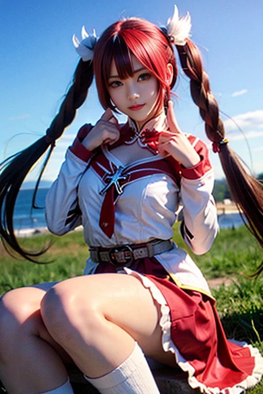 sensual asian woman, アニメ, Higher quality, woman opens her legs, redheadwear, Red hair