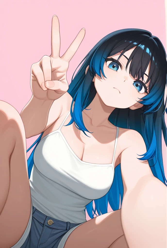 masterpiece, best quality, hoshino ai, looking at viewer, very large breasts, upper body, portrait, looking at viewer, seductive smile,put your hands behind your head, armpits, armpits visible, sweaty armpits,
