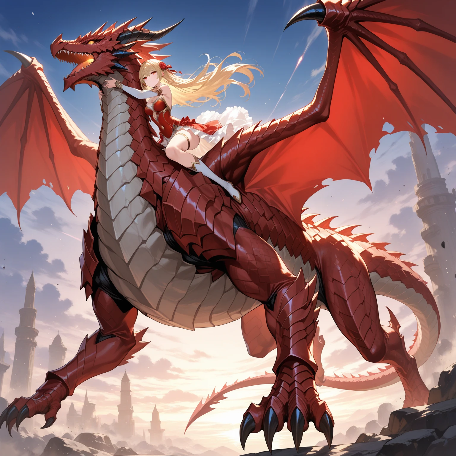 Monster Hunter、((Rathalos))、Red Scales、(((((naked、Woman with open crotch、A dragon licking a woman's crotch、Cunnilingus)))))