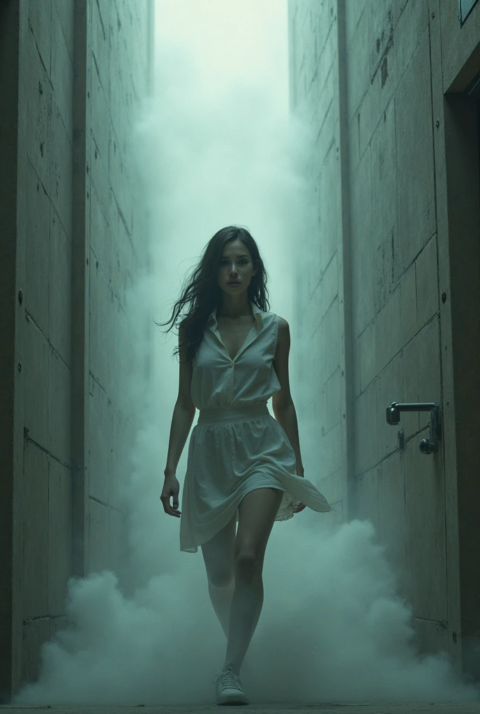 horror art, dread, Best quality, masterpiece, ultra high res, (photorealistic:1.4), Action shot of terrifying (((nude naked sexy))) beautiful (((erotic))) white female ghost chasing after the viewer, dynamic running, in a decrepit underground tunnel in Hell, creepy, white dress, unnerving, unsettling, terrifying, 80mm, horror lighting, dynamic action, perfect, masterpiece, perfect face, perfect eyes, hyper detailed.