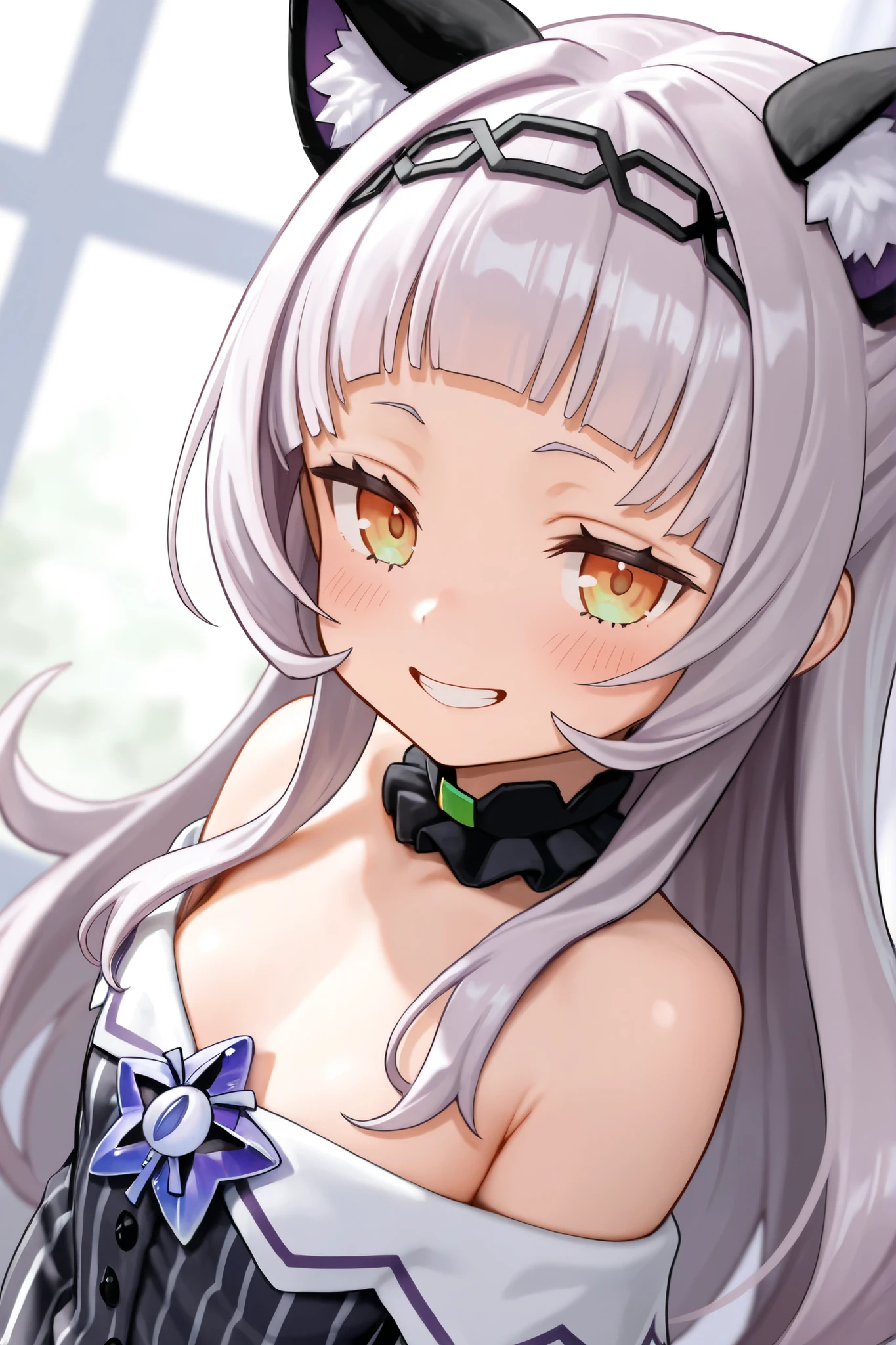 MurasakiShion,1 girl,,,chest,尖ったchest,chestの谷間,Underbust,Side Bust Barbosa,(blush),((evil smile)),Spread and masturbate,round 1(((Double Peace)))((View from below、View from below))Upper body close-up,(小さなchest),Evil Face, ((strapless leotard))