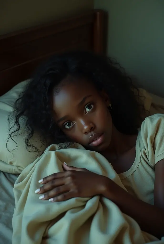 Beautiful girl slightly black child slave　((in bed))　((Photorealistic))