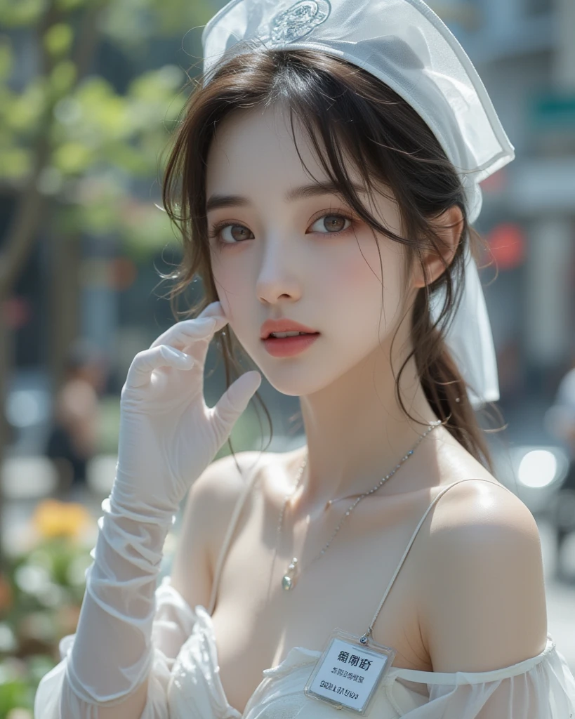 (Photorealistic),(Masterpiece),(ultra-detailed),a very close shot of very pretty tall idol girl but so busy that she had starved for a month so very close to fainting but somehow stays conscious for her fans and has extremely thin and weak and fragile small body which are just bones and thinner than sticks and she is wearing a white loose silk dress,ghostly appearance because of being so slender and having so little fat but beautiful