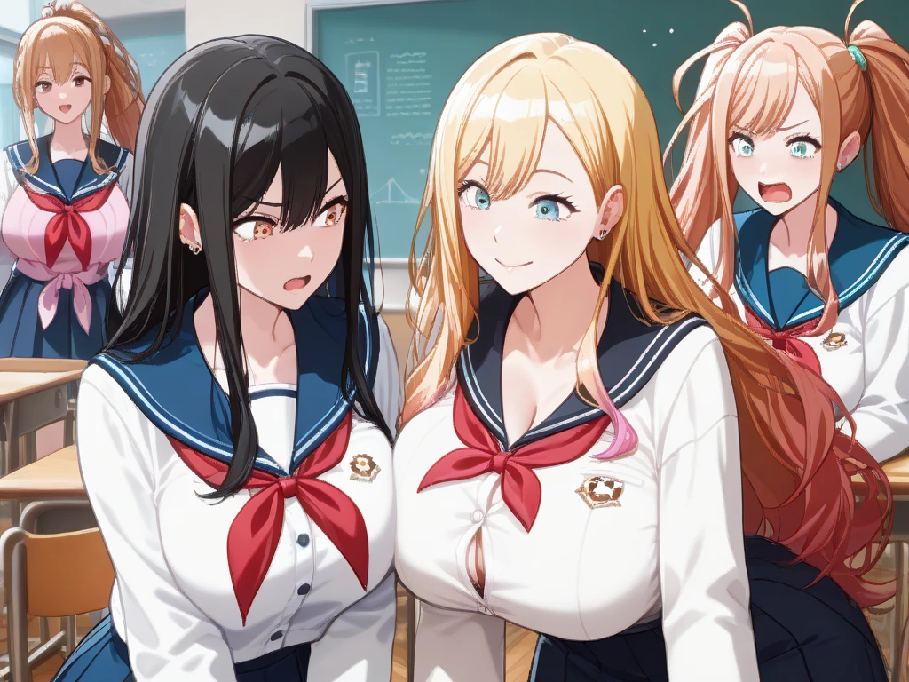 A group of busty high school girls changing clothes
