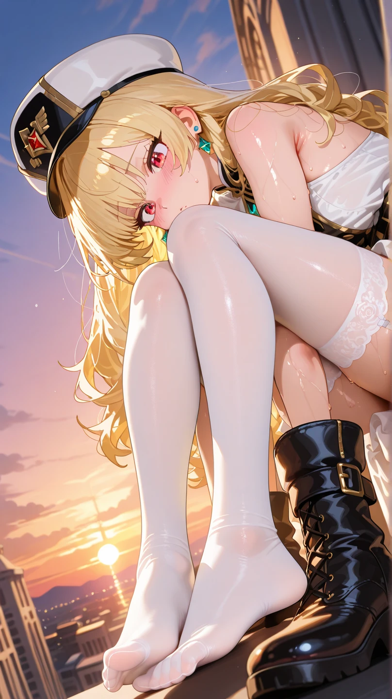 Highest quality, masterpiece, girl, cute, Lewd,forrest, Long Hair, forrestBase, Knee socks, nakedの肩, jewelry, No sleeve, White Dress, Long black skirt, gloves, knight , Cape, On the ground, White underwear, Shaved, The skirt is flipped up, The genitals are visible, The genitals are visible, not,naked, Leg spread, The dick is in the,Having sex,Eyes closed,Mouth open, Dildo, Being fucked by a dick, Stuck in pussy,My pussy is wet,Semen in pussy, Are standing, Standing, 虫の形をしたDildo,Clothes are off,Sperm in,マンコにDildo,Inserting dick into pussy,One nipple is visible,The wind flips up my skirt
