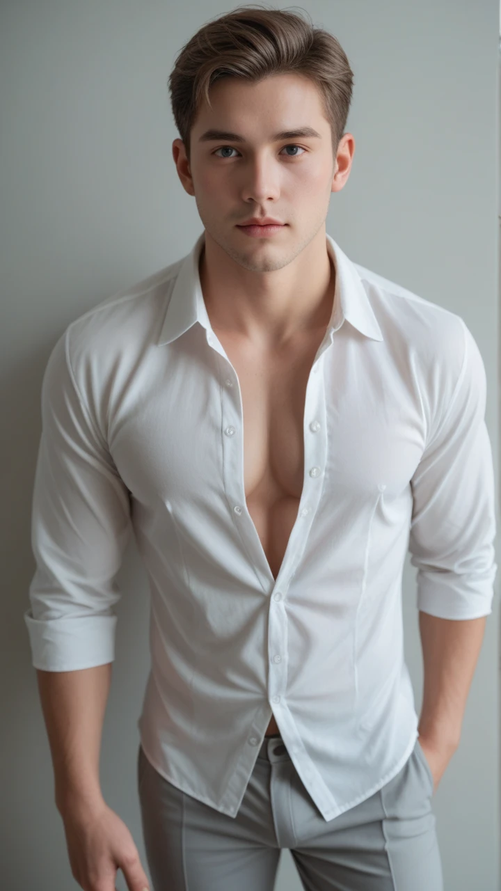 Realistic Photography, 8k ,Handsome Men ,Transparent Shirt