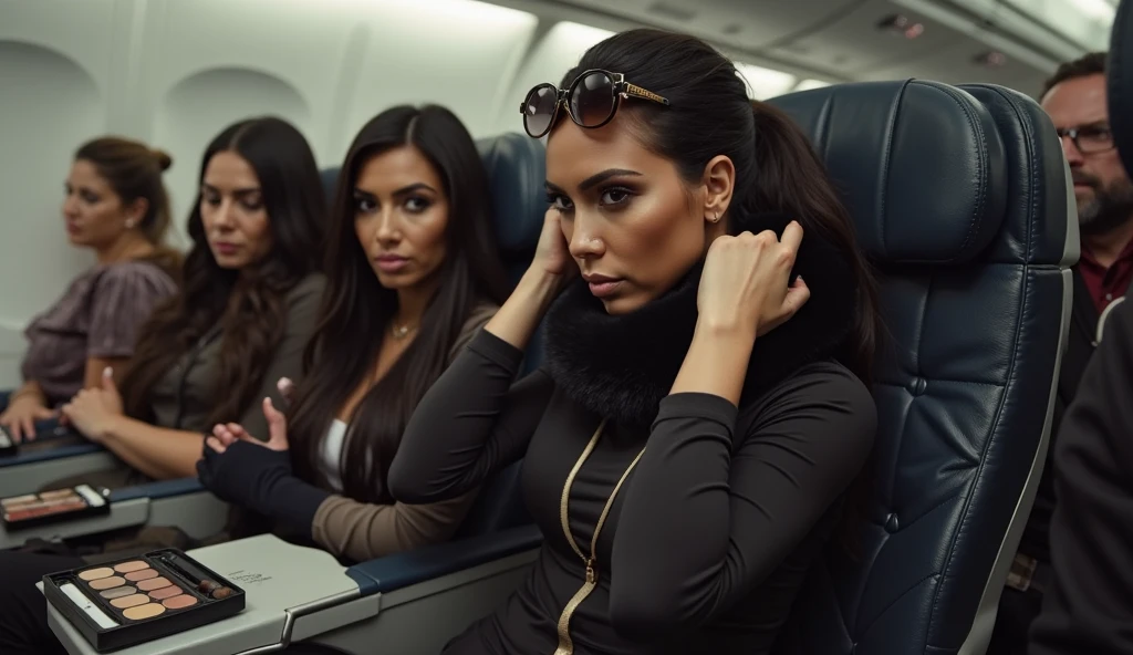(best quality,4k,8k,highres,masterpiece:1.2),ultra-detailed,(realistic,photorealistic,photo-realistic:1.37),portrait,man in a private jet,6 women in swimsuits,businessman,rich background,opulent atmosphere,expensive interior,wealthy looking people,private jet cabin,sparkling champagne,high-end fashion,exquisite makeup,confident expressions,stylish sunglasses,glossy lips,tanned skin glamorous party,exclusive party,private luxury getaway,pristine blue sky,luxurious leather seats,shimmering sunlight,fabulous jewelry,diamond bracelets,expensive watches,luxury brand handbags,elegant fur coats,vibrant colors,lavish decorations,elegant floral arrangements,refined architecture,sophisticated lighting,high-class environment,extravagant lifestyle,elite social circle,celebratory atmosphere,fine dining,cigar in hand,celebrating success,toasting glasses,opulence and luxury,high-society gathering